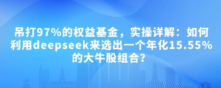 付费文章：吊打97%的权益基金，实操详解：如何利用deepseek来选出一个年化15.55%的大牛股组合?-耐玩网创