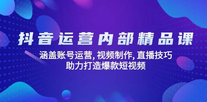 （14204期）抖音运营内部精品课：涵盖账号运营, 视频制作, 直播技巧, 助力打造爆款…-耐玩网创