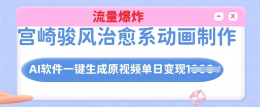 宫崎骏风治愈系动画制作，AI软件一键生成原创视频流量爆炸，单日变现多张，详细实操流程-耐玩网创