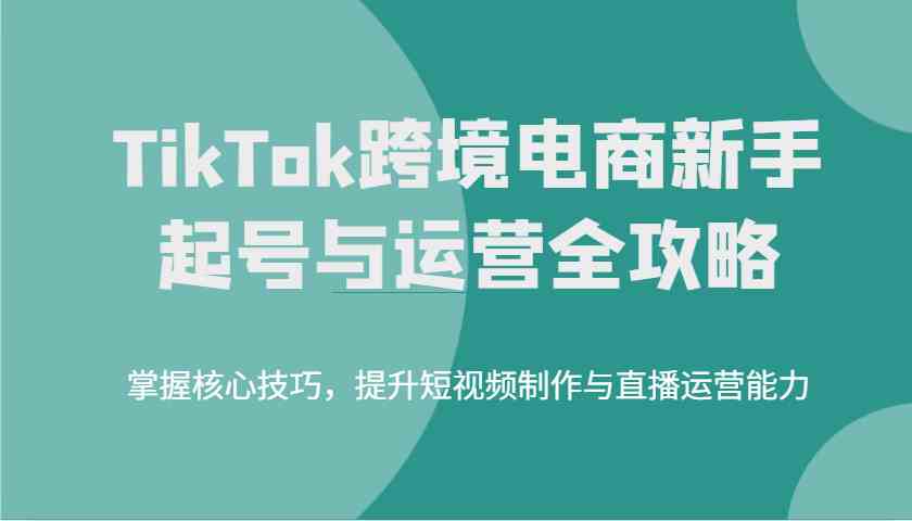 TikTok跨境电商新手起号与运营全攻略，掌握核心技巧，提升短视频制作与直播运营能力-耐玩网创