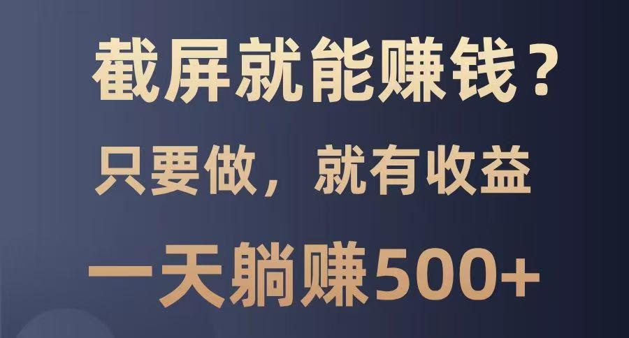 截屏就能赚钱？0门槛，只要做，100%有收益的一个项目，一天躺赚500+-耐玩网创