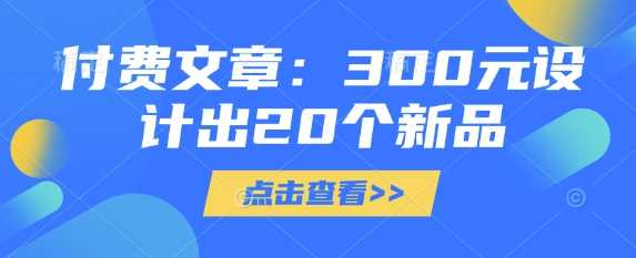 付费文章：300元设计出20个新品-耐玩网创