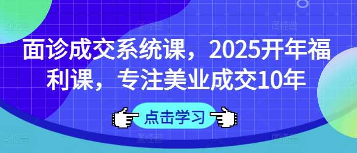 面诊成交系统课，2025开年福利课，专注美业成交10年-耐玩网创