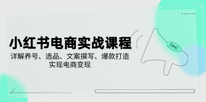 （14549期）小红书电商实战课程，详解养号、选品、文案撰写、爆款打造，实现电商变现-耐玩网创