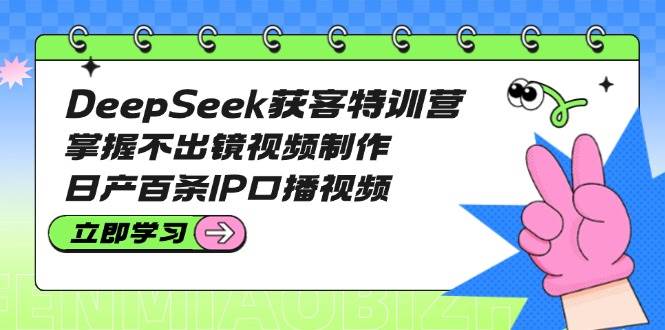 （14544期）DeepSeek获客特训营：掌握不出镜视频制作，日产百条IP口播视频-耐玩网创