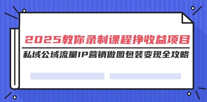 （14486期）2025教你录制课程挣收益项目，私域公域流量IP营销做图包装变现全攻略-耐玩网创