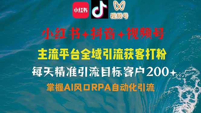 （14484期）小红书、抖音、视频号全域多平台引流获客，日引目标客户200+，RPA自动…-耐玩网创