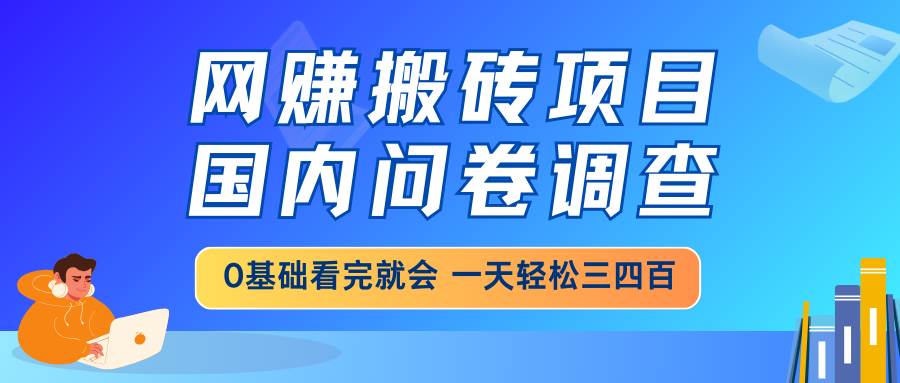 （14578期）网赚搬砖项目，国内问卷调查，0基础看完就会 一天轻松三四百，靠谱副业…-耐玩网创