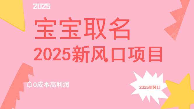 （14593期）2025新风口项目宝宝取名，0成本高利润，附保姆级教程，月入过万不是梦-耐玩网创