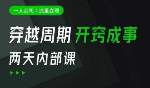 一人公司：流量变现课，一人公司的方法模型拆解， 拆解富人思维，流量思维，小老板思维等-耐玩网创