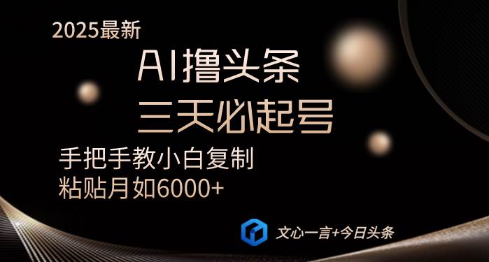 （14102期）AI撸头条三天必起号手把手教小白复制粘贴月入6000+教程-耐玩网创
