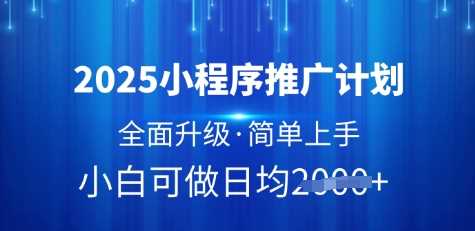 2025小程序推广计划，全面升级，简单上手，日均多张【揭秘】-耐玩网创