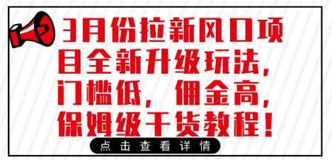 3月份拉新风口项目全新升级玩法，门槛低，佣金高，保姆级干货教程-耐玩网创