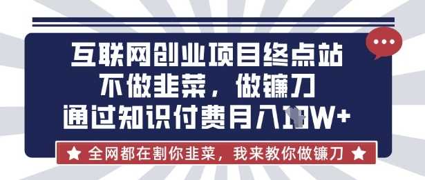 互联网创业尽头-不做韭菜，做镰刀，通过知识付费月入10个【揭秘】-耐玩网创