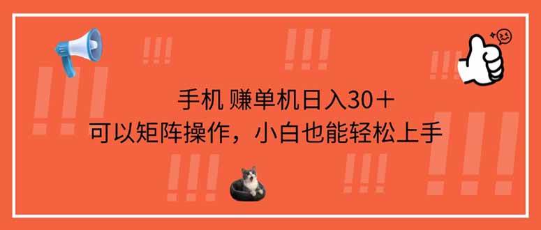 （14189期）手机赚单机日入30＋，可以矩阵操作，小白也能轻松上手-耐玩网创