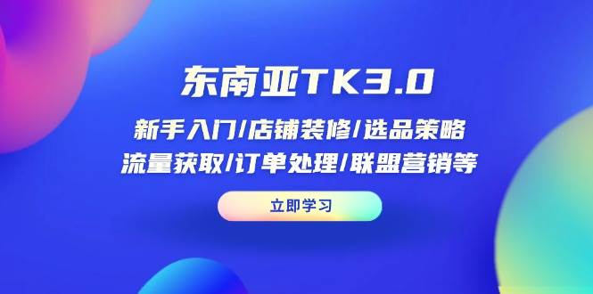 （14208期）东南亚TK3.0：新手入门/店铺装修/选品策略/流量获取/订单处理/联盟营销等-耐玩网创