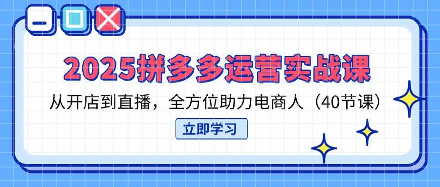（14259期）2025拼多多运营实战课，从开店到直播，全方位助力电商人（40节课）-耐玩网创
