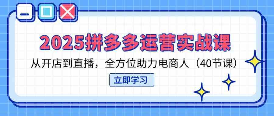 2025拼多多运营实战课，从开店到直播，全方位助力电商人（40节课）-耐玩网创