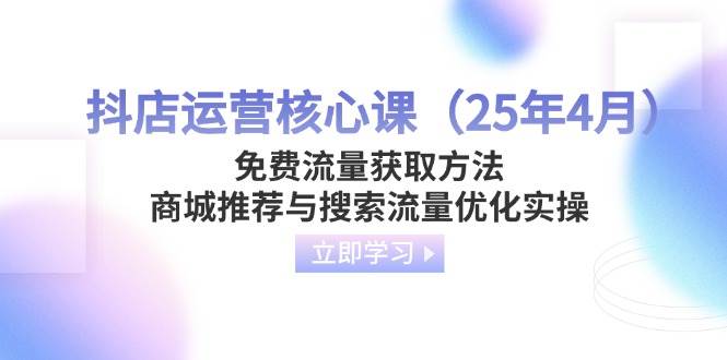 （14267期）抖店运营核心课（25年4月）免费流量获取方法，商城推荐与搜索流量优化实操-耐玩网创