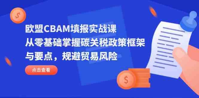 欧盟CBAM填报实战课，从零基础掌握碳关税政策框架与要点，规避贸易风险-耐玩网创