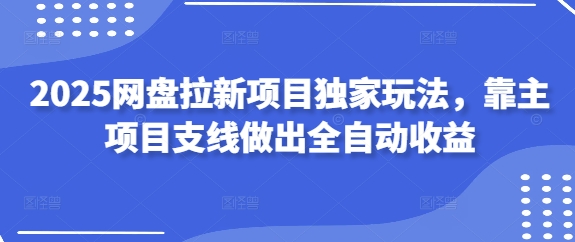2025网盘拉新项目独家玩法，靠主项目支线做出全自动收益-耐玩网创