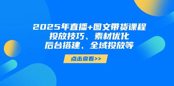 2025年短视频图文带货+直播带货：投放技巧、素材优化、后台搭建、全域投放等-耐玩网创
