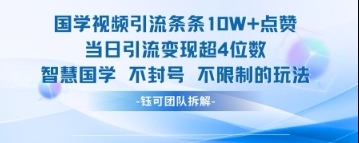 国学视频引流条条10W+点赞当日引流变现超4位数-耐玩网创