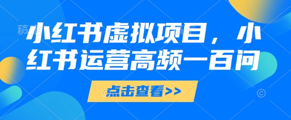 小红书虚拟项目，小红书运营高频一百问【文档】-耐玩网创