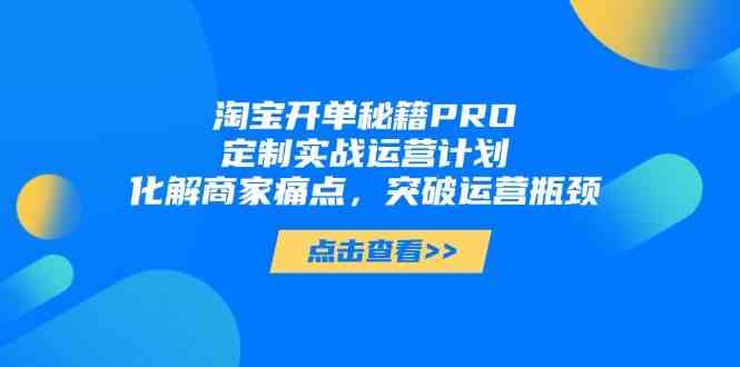 淘宝开单秘籍PRO，定制实战运营计划，化解商家痛点，突破运营瓶颈-耐玩网创