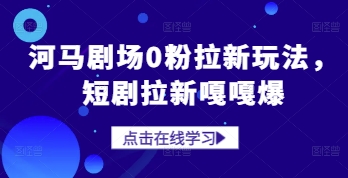 河马剧场0粉拉新玩法，短剧拉新嘎嘎爆-耐玩网创