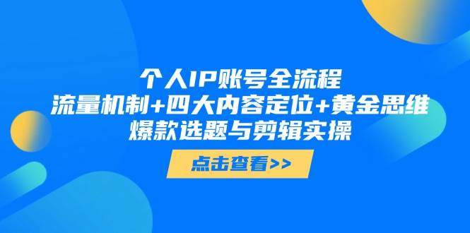 （14667期）个人IP账号全流程：流量机制+四大内容定位+黄金思维, 爆款选题与剪辑实操-耐玩网创
