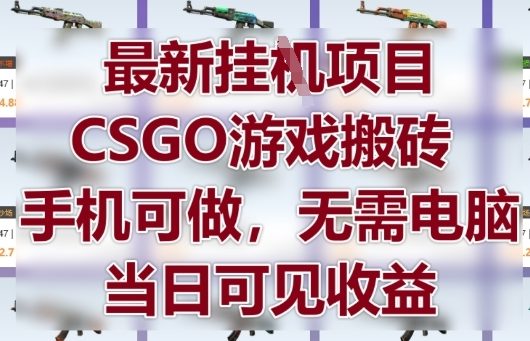 最新挂G项目，CSGO游戏搬砖，手机可做，无需电脑，当日见收益【揭秘】-耐玩网创