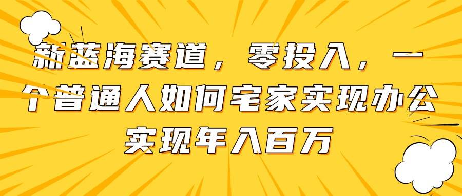 （14700期）新蓝海赛道，零投入，一个普通人如何宅家办公实现年入百万-耐玩网创