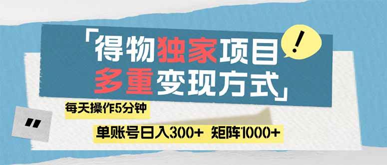 （14705期）得物流量主，通过流量赚取收益，简单操作5分钟，日入300+，矩阵轻松日…-耐玩网创