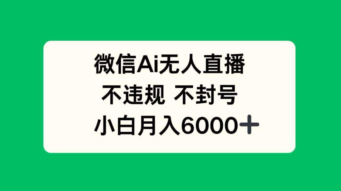 （14733期）微信AI无人直播，不违规 不封号 ，小白月入6000+-耐玩网创