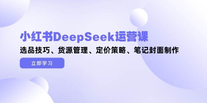 （14748期）小红书DeepSeek运营课，选品技巧、货源管理、定价策略、笔记封面制作-耐玩网创