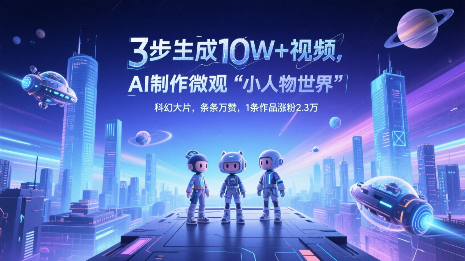 三步生成10W+视频，AI制作微观“小人物世界”科幻大片，条条万赞，1条作品涨粉2.3万-耐玩网创