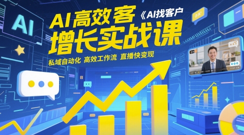AI高效获客增长实战课，​AI找客户 私域自动化 高效工作流 直播快变现-耐玩网创
