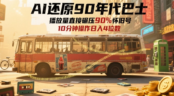 AI还原90年代巴士，一帧就让70后泪崩，播放量直接碾压90%怀旧号，每天操作十分钟，日入四位数-耐玩网创