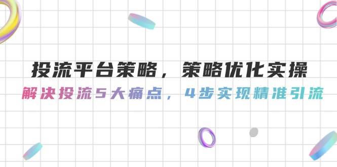 （14862期）投流平台策略，策略优化实操，解决投流5大痛点，4步实现精准引流-耐玩网创