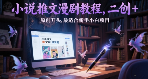 小说推文漫剧教程，二创+原创开头，最适合新手小白项目-耐玩网创