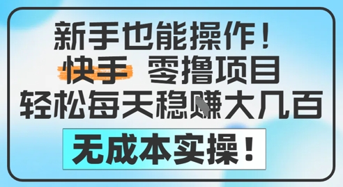 新手也能操作，快手零撸挣米，轻松每天挣2-5张，完全无成本-耐玩网创
