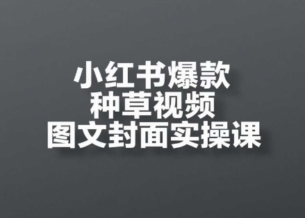 小红书爆款种草视频图文封面实操课，​开店、选品、引流、变现全流程-耐玩网创