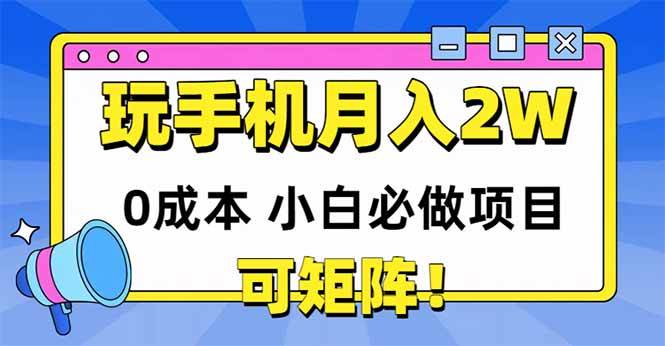 （14879期）玩玩手机月入20000+，0成本小白必做项目，可矩阵-耐玩网创