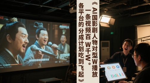 AI三国影视剧人物对口型唱歌玩法，一条视频百W千W播放，各平台的分成计划吃到飞起-耐玩网创