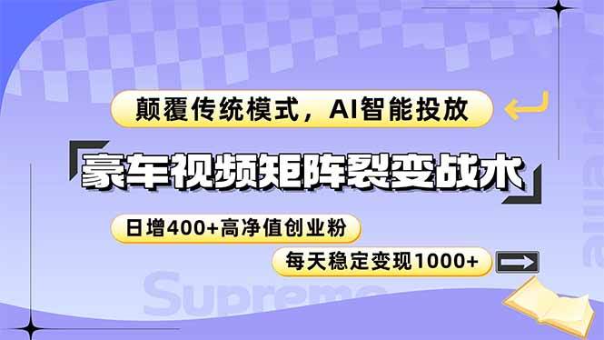 （14903期）豪车视频矩阵裂变战术，颠覆传统模式，AI智能投放，日增400+高净值创业…-耐玩网创