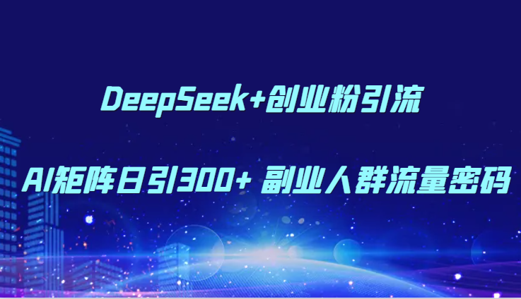 DeepSeek+创业粉引流 AI矩阵日引300+ 副业人群流量密码-耐玩网创
