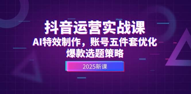 抖音运营实战课，AI特效制作，账号五件套优化，爆款选题策略-耐玩网创