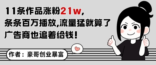 11条作品涨粉21W，条条百W播放，流量猛就算了，广告商也追着给钱-耐玩网创