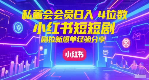 私董会会员日入4位数小红书红果短剧拉新爆单经验分享-耐玩网创